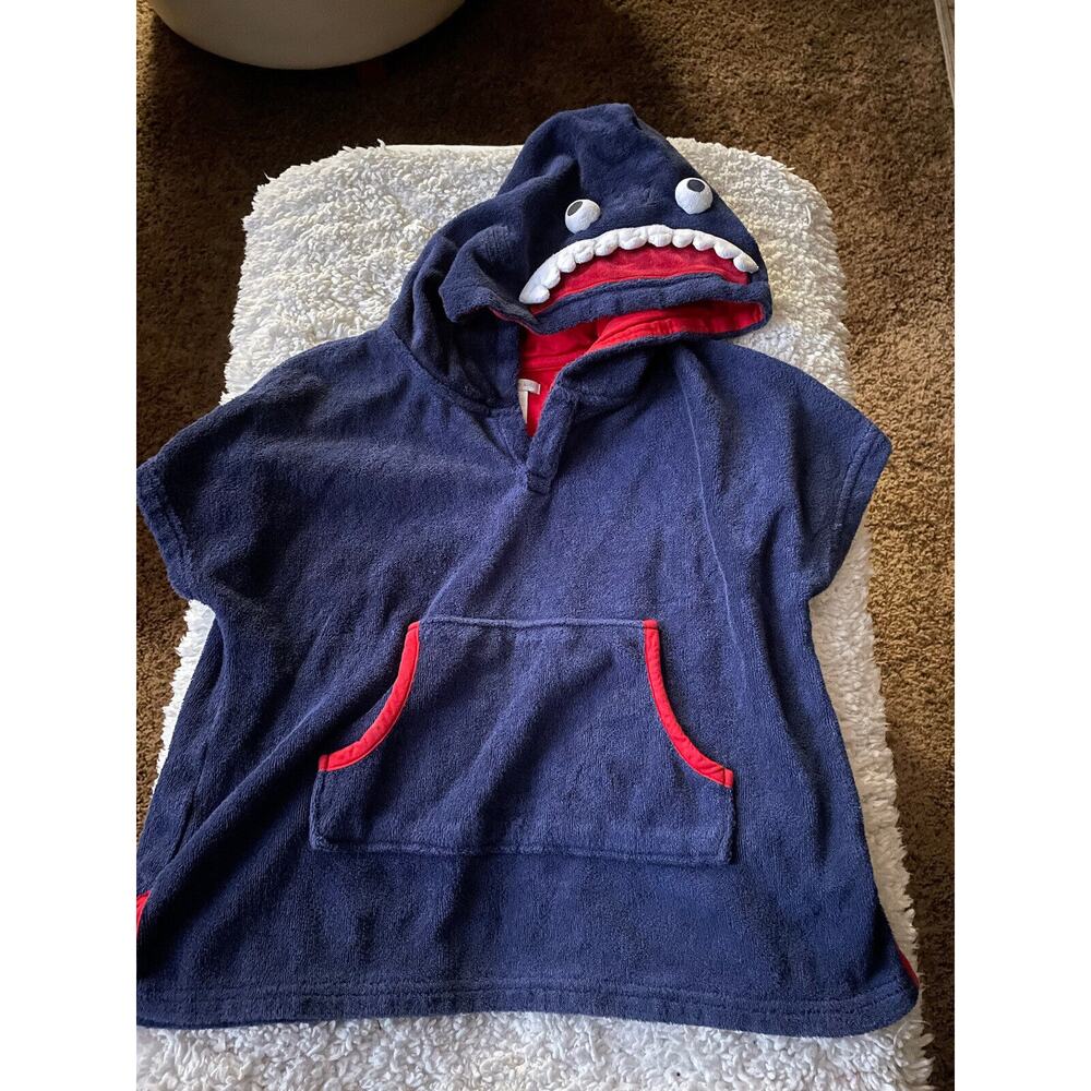 Pottery Barn Kids Boys Sz. 4/6 Blue Terry “ Monster” Hooded Swim Cover